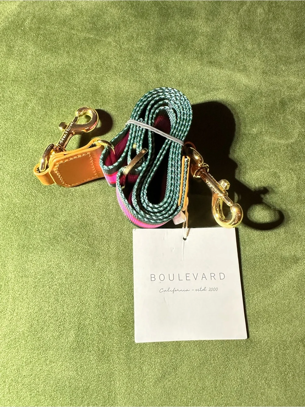 Multicolor Strap with Gold Hardware - Green & Pink